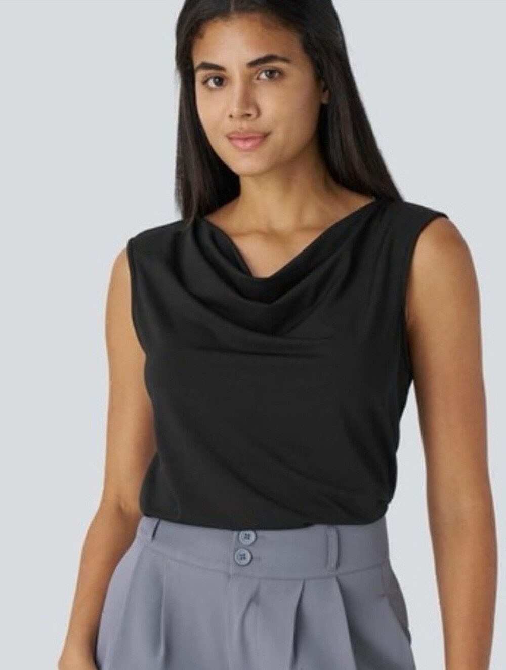 Halara Black Sleeveless Cowl Neck Shirt. NWT.